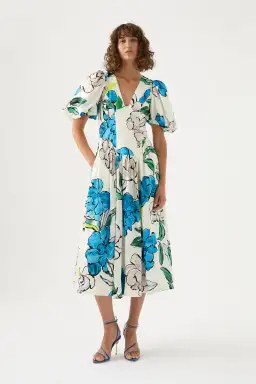 AJE Pedestal Corseted Midi Dress Cool Camellia  Size 8 