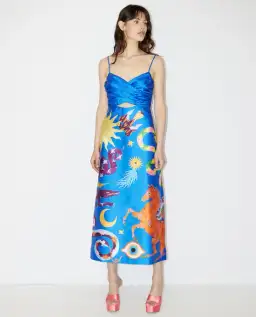  Alemais Guardian Midi Dress Blue Size 8