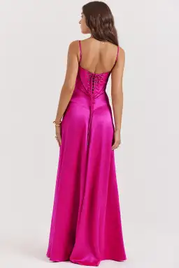 House of CB Anabella Seren Lace Up Corset Maxi Dress in Hot Pink Fuchsia Size XS / AU 6  for rent on The Volte - image 3