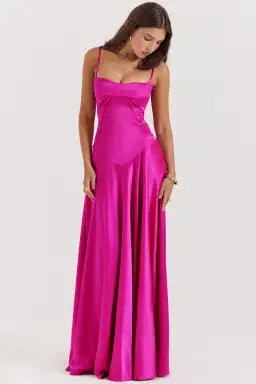 House of CB Anabella Seren Lace Up Corset Maxi Dress in Hot Pink Fuchsia Size XS / AU 6  for rent on The Volte - image 2
