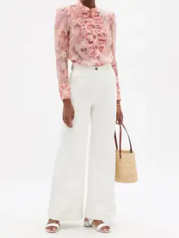 Zimmerman Concert Ruffle Linen And Silk Blend Pink Size 2 / AU 14