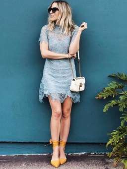 Self Portrait Peep Back Mini Dress - Icey Blue size 14 for rent on The Volte - image 1