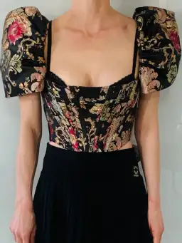 House CB Isabella Puff Sleeve Bustier Brocade Jacquard Size 6 for rent on The Volte - image 2