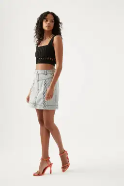 Aje Ney Diamond Cut Out Crop Top Black Size AU 12