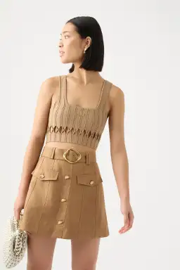 Aje Ney Diamond Cut Out Crop Top Brown Size AU 10