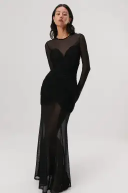 Misha Collection Talitha Fine Mesh Maxi Dress Black Size 8 