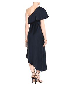 Zimmermann One Shoulder Ruffled Silk Midi Dress Navy Size 6 for rent on The Volte - image 2