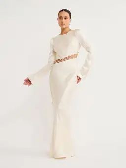 Shona Joy Arienzo Asymmetrical Lace Up Maxi Dress In Cream Size 6  for rent on The Volte - image 5