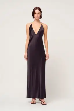 Michael Lo Sordo  Anna V Neck Bias Crystalline Slip Dress Black Size 4 for rent on The Volte - image 1