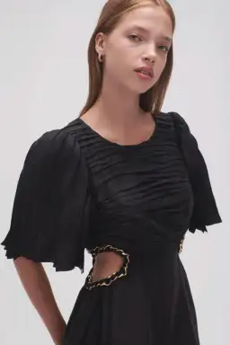 Aje Monica Chainlink Midi Dress Black Size AU 10 for rent on The Volte - image 4