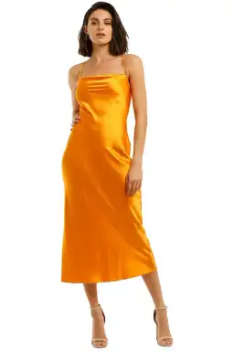 Bec & Bridge Seraphine Lace Up Midi Dress Tangerine Size 8 for rent on The Volte - image 2
