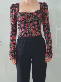 Dolce and Gabbana Long Sleeve Bustier Top Floral Size 6 for rent on The Volte - image 3