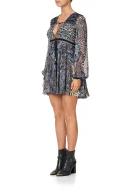 Camilla Short Peasant Dress Festival Express Print Size XS / AU 8