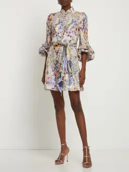 Zimmermann The Tama Belted Mini Dress in Diamond Splice Floral Size 0P / AU 6P  for rent on The Volte - image 1