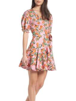 FINDERS KEEPERS ARANCIATA WRAP PINK ORANGE DRESS SIZE 6 for rent on The Volte - image 2