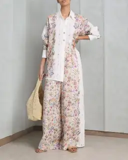 Zimmermann High Tide Relaxed Shirt & Drawstring Pants Set Print Size 4/AU 16