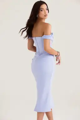 House of CB Natalya Sky Satin Corset Midi Dress Blue Size AU 6 for rent on The Volte - image 3