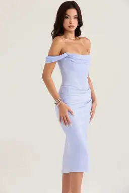 House of CB Natalya Sky Satin Corset Midi Dress Blue Size AU 6 for rent on The Volte - image 2