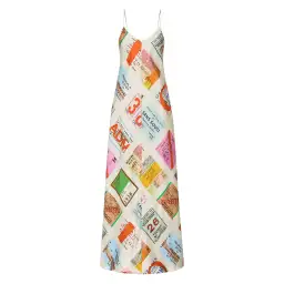 Oroton Ticket Print Slip Dress Fuchsia Size AU 12 for rent on The Volte - image 3