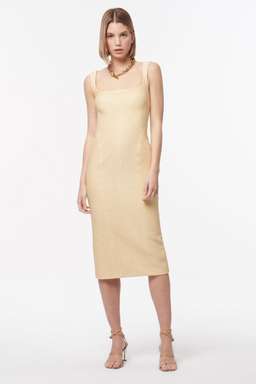 Manning Cartell Neo Classic Midi Dress in Almond (GOLD) size 10 for rent on The Volte - image 3