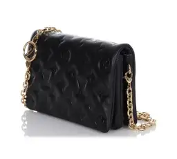 Louis Vuitton Monogram Embossed Puffy Lambskin Pochette Coussin Black with Gold Hardware  for rent on The Volte - image 2
