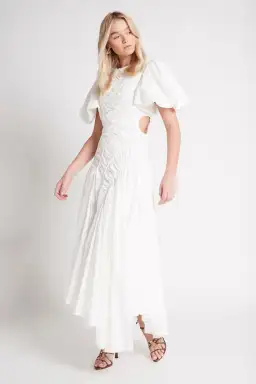 Aje Siren Drawstring Dress White Size AU 6 for rent on The Volte - image 4