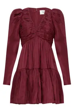 Aje Impasto Ruched Mini Dress Burgundy Size AU 10  for rent on The Volte - image 4