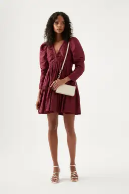Aje Impasto Ruched Mini Dress Burgundy Size AU 10  for rent on The Volte - image 1