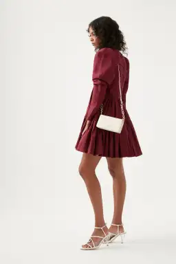 Aje Impasto Ruched Mini Dress Burgundy Size AU 10  for rent on The Volte - image 2