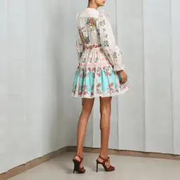 Zimmermann Clover Patched Wrap Mini Dress Multi Size 0 / AU 6 for rent on The Volte - image 2