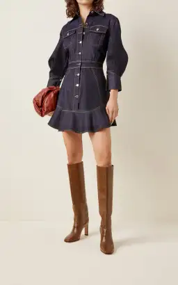 Brandon Maxwell Stretch Denim Button Down Dress Blue Size 2/Au 6 for rent on The Volte - image 1