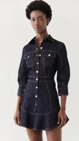 Brandon Maxwell Stretch Denim Button Down Dress Blue Size 2/Au 6 for rent on The Volte - image 2