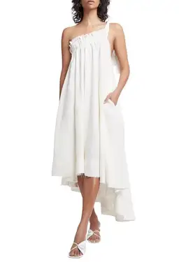 Aje Rarity One Shoulder Midi Dress White Size 10 for rent on The Volte - image 1
