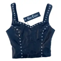 I.AM.GIA Luther Black Faux Leather Studded Corset Crop Top Size XS/Au 6 for rent on The Volte - image 5