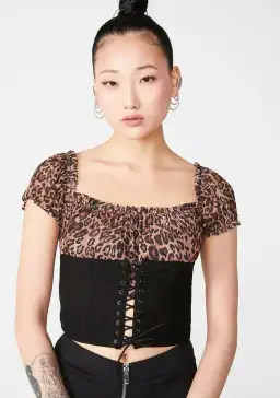I AM GIA Leopard Rhia Corset Crop Top Size S/Au 8 for rent on The Volte - image 1