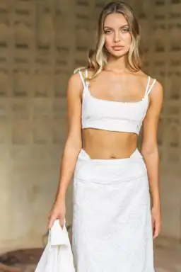 Eisha Pippa Cropped Top And Maxi Skirt Set White Size 8