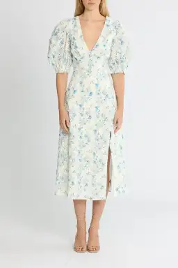 Mink Pink Zephyr Midi Dress Blue Print size 16 for rent on The Volte - image 1