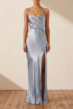 Shona Joy La Lune Bias Cowl Maxi in Powder Blue Size 6