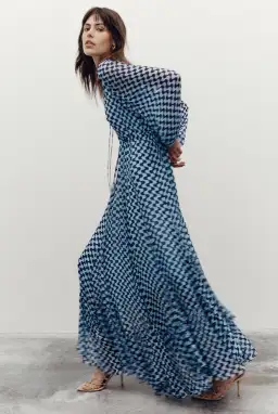 Shona Joy Elina Lace Front Drawstring Maxi Dress Print Size 8 for rent on The Volte - image 3