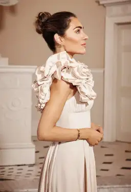 Karen Millen Lydia Millen Petite Taffeta Ruffle Woven Dress Ivory Size XS / AU 6 for rent on The Volte - image 3