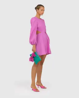 The Wolf Gang Safi Linen Cut Out Dress Pink Size XXS/Au 4 for rent on The Volte - image 3