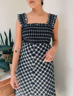 Ganni Seersucker check dress