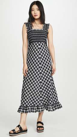 Ganni Seersucker check dress