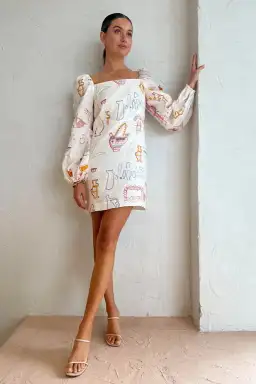 Kate Ford Willow Puff Mini Dress Print Size 10 for rent on The Volte - image 2