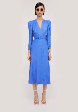 Scanlan Theodore French Jacquard Dress Blue Size 8 for rent on The Volte - image 1