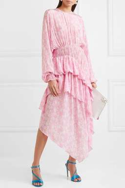 Preen Line Eden Floral Print Ruffle-Trimmed Crepe Dress