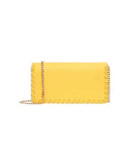 Aje Jour Leather Clutch Bag Yellow