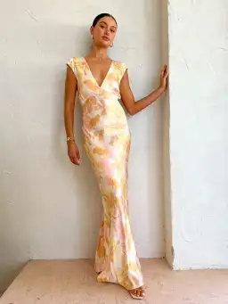 Bec & Bridge Indi V Maxi Dress Floral Haze Size 10