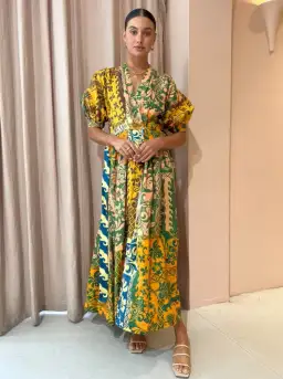 Alemais Linen Archie Wrap Dress Multi Size 14