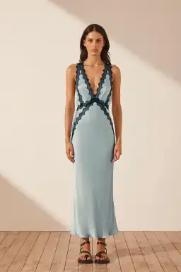 Shona Joy Camille Cross Back Midi Dress Blue Size 8 for rent on The Volte - image 1